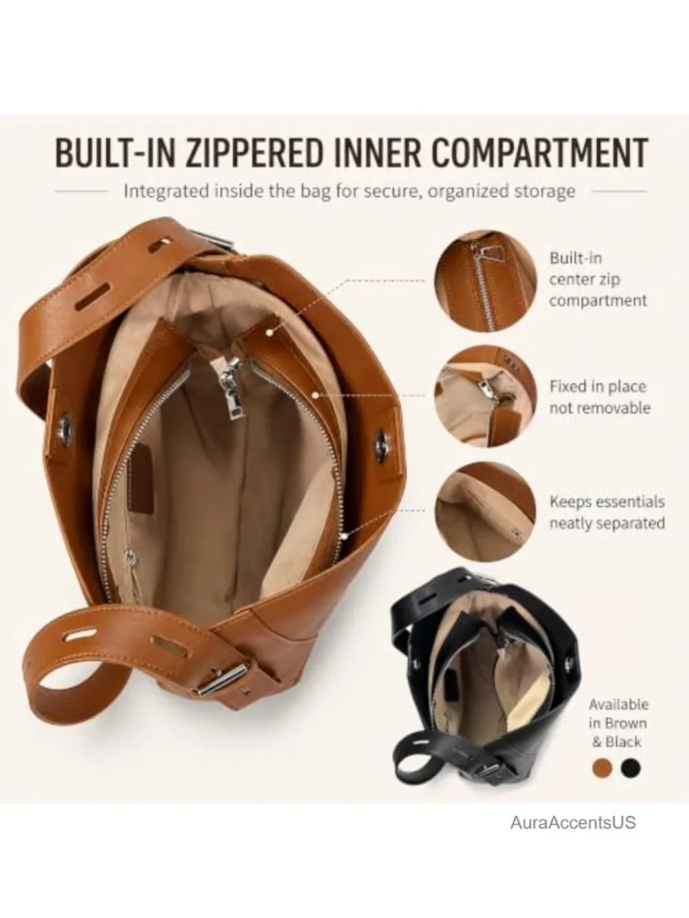 Genuine Leather Bucket Tote Bag Crossbody Purse Adjustable Strap Shoulder Bag